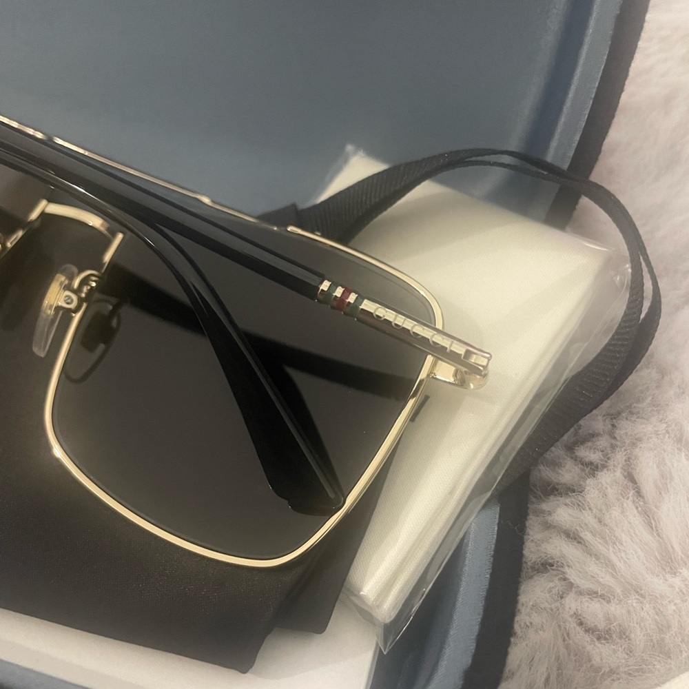 GUCCI MEN'S EYEWEAR GG0610SK 001 GOLD GREY SQUARE SUNGLASSES - Picture 9 of 11
